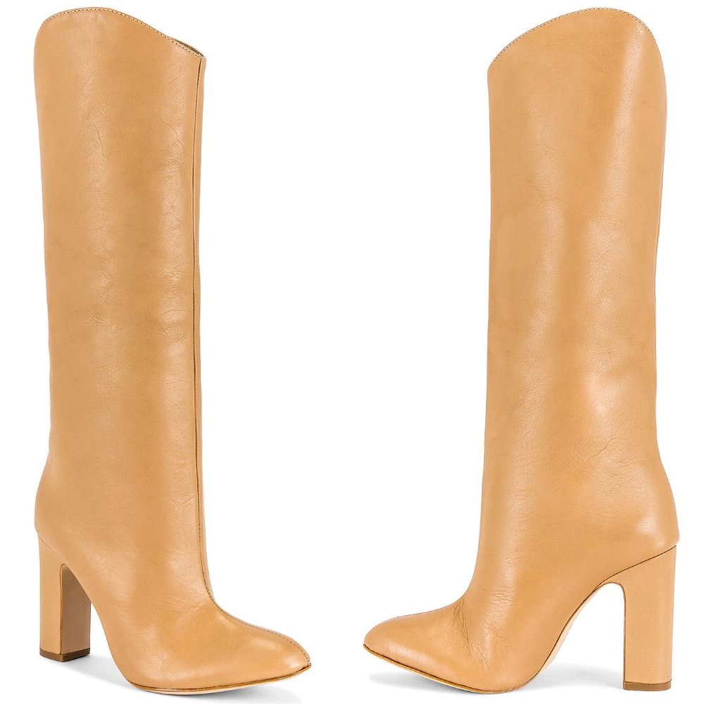 NEW Schutz Gabrielle Up Boot Honeycomb Tan Nude Leather Heeled Heel 8.5 / 38.5